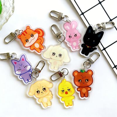 kupować Custom Clear Acrylic Keychain Logo Cartoon Glitter Epoxy Keychain Charm Plastic Keychain Anime Acrylic Keyring Custom online manufacture