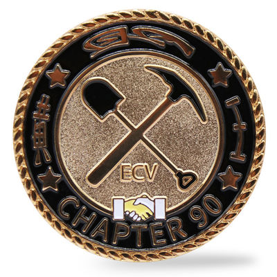 Złote, miękkie, emaliowe, zamontowane monety, 2 cali