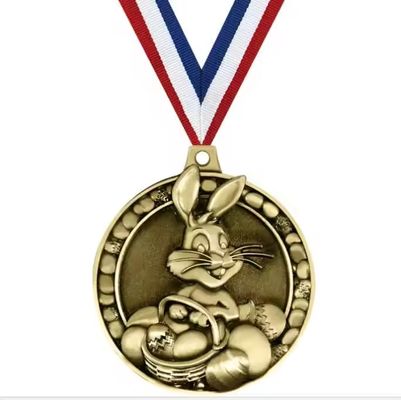 Zindywidualizowany Medal Wielkanocny Medal Wielkanocny Medal Zink Alloy Medal Królik z Twoim projektem i wstążką