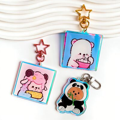 Dobra cena. Niestandardowy Glitter Epoxy Keychain ️ Jasny akrylowy z logo kreskówki i projektowaniem anime w Internecie